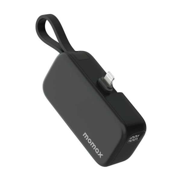 بطارية قابلة للطي من موماكس 1-باور ميني 5000 مللي أمبير مع كيبل Lightning و USB-C مدمج |أسود بطارية قابلة للطي من موماكس 1-باور ميني 5000 مللي أمبير مع كيبل Lightning و USB-C مدمج |أسود